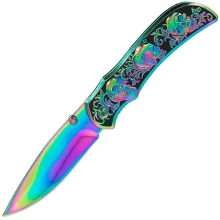 Anglo Arms Taschenmesser Anglo Arms Einhandmesser Totenköpfe Skulls im Rainbow Design, (1 St), mit Hosenclip bunt