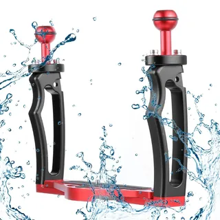 Griff für Unterwasserkamera,Wasserdichtes Tauchkamera-Zubehör | Unterwasser-Griffschalenhalterung, verstellbare Aluminiumlegierung, Dual-Handheld für Kamera-Tauchgehäuse Fowybe
