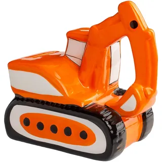alles-meine.de GmbH große Spardose - Motivwahl - Bagger - 14 cm - mit Verschluss - stabile Sparbüchse - aus Keramik/Porzellan - für Kinder & Erwachsene/Sparschwein/lustig w..