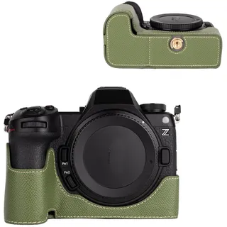 VOVMOEYA Kameratasche Kameratasche für Nikon Z6III Leder und Stoff Grasgrün