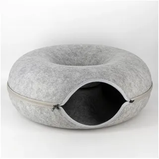 KVOTA Katzentunnel Katzenhöhle Katzen Donut, Maße 50x50x20cm aus Filz rund