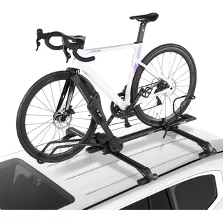Vevor Dachfahrradträger 15 kg Tragkraft, klappbarer Fahrraddachträger mit sicherem Verriegelungssystem für die meisten Standard-Querträger, aufrechter Autodachträger für SUV Auto, Schwarz