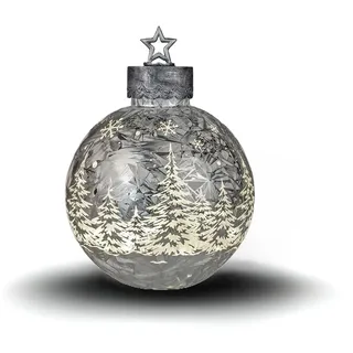 Formano Deko-Kugel Silber-Frosty 32cm mit LED Licht Timer Beleuchtete Glaskugel - Silber