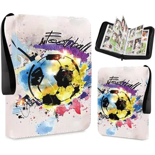 Sammelalbum für Fußball Karten Album,50 Seiten 400 Karten Kapazität Sammelkarten Album,Binder Sammelheft mit Reißverschluss,PU Tragbar Karten Halter,für Fussballfans World Cup