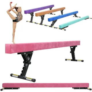 SportBob Schwebebalken Kinder Klappbar 244cm, 5 Höhen Einstellbar, Hohe und Niedrige Ebene, Balken Turnen Balancierbalken für Zuhause Outdoor Indoor Training, Gymnastikbalken Trainingsgeräte mit Bein