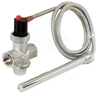 Caleffi, Thermische Sicherheitsventile ST543, Heizkessel mit Sicherheitsschlange oder E.C.S-Ball, Korpus aus verchromtem Messing, Feder aus Edelstahl, Dichtungen aus EPDM, Anschlüsse 3/4 Zoll F