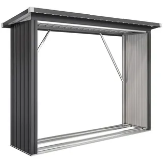 Outsunny Kaminholzregal Stahl 213 x 66,5 x 150 cm Dunkelgrau