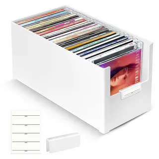 CD-Aufbewahrungsbox, stapelbarer CD-Organizer aus Kunststoff, für bis zu 25 CDs, CD-Aufbewahrungsbox für Schreibtisch und Regal