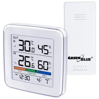 Green Blue Wireless-Wetterstation Funk Digital Thermometer Weiß GB169