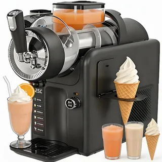 smafoseedding Gewerbliche Slush-Maschine,185 W Slush-Maschine Für Slush-EIS Und Kaltgetränke,2000 Ml 5-In-1 Softeismaschine Mit Automatischer Reinigung,12 Stunden Dauerbetrieb Für Imbisswagen Black