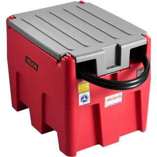 Vevor Tragbarer Diesel-& Benzintank, 220 L, 45 L/min Durchflussrate, Dieselkraftstofftank mit 12 V Transferpumpe, 4 m Schlauch, automatische Betankungsdüse, Transfertank für Kraftstofftransport, Rot