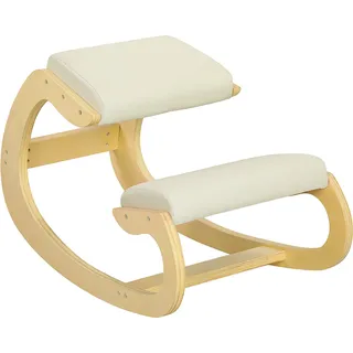 HOMCOM Kniestuhl Ergonomisch, Kniestuhl aus Holz, Bürostuhl für Homeoffice, Gesundheitsstuhl zur Verbesserung der Körperhaltung, Creme   Aosom