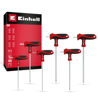 Einhell T-Griff-Schraubendreher-Set 6-tlg. (Kugelkopf, 90°-Klinge, CrV-Stahl, Innensechskantschrauben, Maschinen- & Fahrzeugmontage)