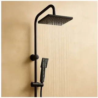 Grafner Grafner® Duschgarnitur mit Regenschauerduschkopf und Handbrause Duschsäule Schwarz