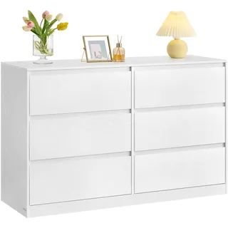 VASAGLE Kommode mit 6 Schubladen 40 x 119,4 x 75 cm Weiß