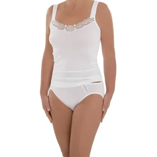 Comazo Damen Unterhemd - 2er Pack - Top mit hochwertiger Spitze - Wäsche aus Micro-Modal - Auch für große Größen geeignet - Farbe Champagner - Gr. 50 - 50