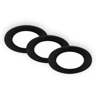 Briloner Einbauleuchte 3er Set Schwarz Kunststoff IP65 7057-435