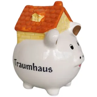 Sparschwein Traumhaus Spardose Haus Keramik weiß 14,5cm Geschenk Neubau