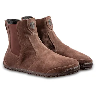 Magical Shoes Barfußstiefel für Damen, Barfußschuhe gefüttert, Chelsea Boots, Lederschuhe, Stiefel, minimalistische Halbstiefe, Stiefeletten aus Leder, Gr. 37, Braun, Lupino - 37 EU