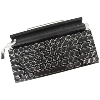 ASHATA Retro Schreibmaschine Tastatur, 83 Tasten Runder Punk-Tastatur, Bluetooth 5.0 Mechanisch Tastatur mit Ständer, Einstellbare Helligkeit, Anschluss Mehrerer Geräte für MAC/PC/Laptop/Tablet/Handy