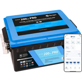 Berger LiFePO4 Lithium Untersitz Batterie Pro 200 Ah 12 V mit Bluetooth & Heizung