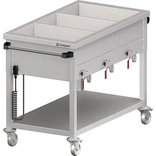 Stalgast Edelstahl Bain-Marie Wagen mit separaten Becken 80 x 60 x 85 cm