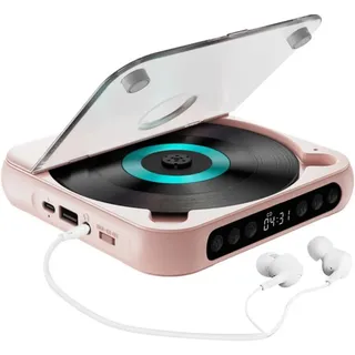 CD -Player Tragbarer CD mit Kopfhörern Tragbarer CD -Player für Auto, Bluetooth 5.3 Personal CD Player mit Lautsprechern, 2000mAh Wiederaufladbar, HiFi -Stereo, CD -USB