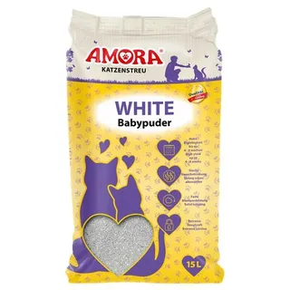 Amora white mit Babypuder 2 x 15 l Katzenstreu