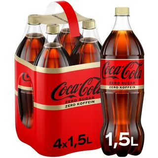 Coca-Cola Zero Sugar Zero Koffein - prickelndes Erfrischungsgetränk mit originalem Coke-Geschmack - ohne Zucker und ohne Kalorien - koffeinfreier Softdrink in Einweg Flaschen (4 x 1500 ml)