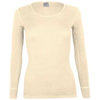 wobera NATUR Unterhemd Langarmshirt/Unterhemd langarm/Unterziehshirt Damen (1 Shirt pro Packung) aus reiner, weicher Seide mit schöner Satineinfassung weiß M = 42/44