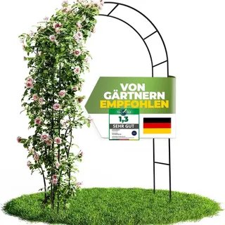 STAHLMANN ® Rosenbogen [240 x 140 x 37cm ] geeignet für Jede Art von Rankpflanzen - Rosenbogen [Metall] kinderleicht aufzubauen - Gartenbogen in grün für eine schöne Gartendekoration