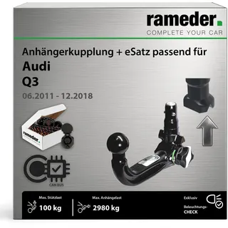 Anhängerkupplung abnehmbar Oris passend für Audi Q3 Typ 8U Baujahr: 2011-2018 inkl. 13 poligem spezifischen CAN-Bus Elektrosatz | rameder. Komplettsatz - AK41