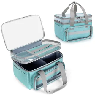 Luxja Nähtasche Groß, Nähset Aufbewahrung Tasche, Handarbeitstasche für Nähzubehör, Nähkorb für Nähzeug, Nähkoffer für Nähnadeln und Nähgarn, Blau