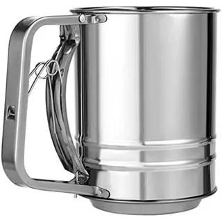 luxuskollektion Edelstahl Mehlsieb Puderzuckersieb feinmaschig Griff Einhand