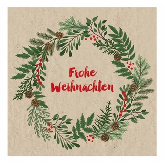 Naturals Servietten - Weihnachtskranz Frohe Weihnachten 33x33cm (25St)