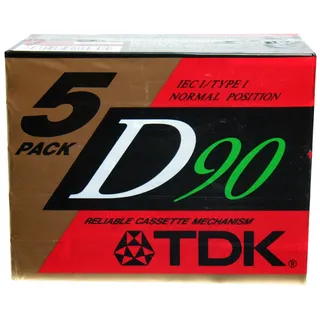 TDK Dynamic Performance D90 Hochleistungs-IEC I / Typ I - 5er-Pack-Audiokassetten