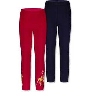 Leggings SALT AND PEPPER "Stable", Mädchen, Gr. 140, EURO-Größen, rot (rot, schwarz), 95% Baumwolle, 5% Elasthan, casual, Hosen, im praktischen 2er-Set