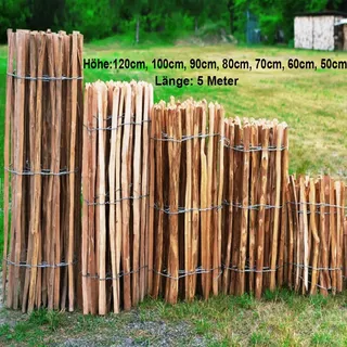 vidaXL Staketenzaun 90 x 500 cm Haselnuss