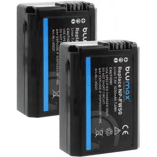 2X Blumax Akku kompatibel mit Sony NP-FW50 |- 1030mAh -| Sony Alpha 7 7II 7R 7S II 6300 6500 // NEX-6 NEX-7 NEX-F3 // CyberShot DSC RX10 IV // ZV-E10