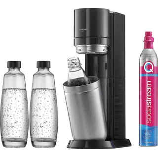 Sodastream Duo schwarz + 2 Glaskaraffen + Zylinder