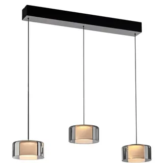 Paul Neuhaus Rika 3-flg. 71 x 15 cm rund schwarz Glas Metall dimmbar