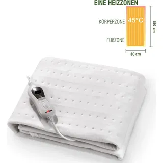 Grafner Wärmeunterbett 150 x 80 cm, Fernbedienung mit 3 Temperaturstufen und Beleuchtung, Überhitzungsschutz, Abschaltautomatik, Leistung: 60 Watt, waschbar, Heizdecke Wärmedecke Wärmebett