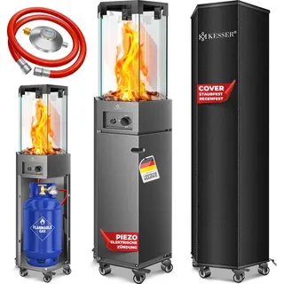 Kesser Gasheizstrahler 4/8 kW + Gasdruckregler + Schutzhülle Grau