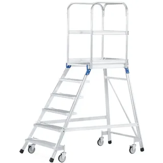ZARGES Podesttreppe, fahrbar, 1-seitig begehbar, Standhöhe 1,92 m, Gitterrost