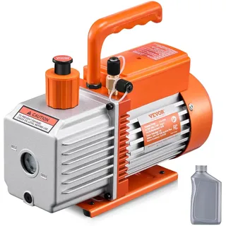 Vevor Vakuumpumpe, 6 CFM, HVAC 2-stufige Drehschieber-Vakuumpumpe, für R134a R22 R410a-Systeme, Auto-AC-Vakuumpumpen-Kit mit Ölflasche, für die Harzentgasung zur Wartung von Autoklimaanlagen