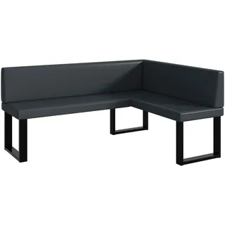 MEBLINI Eckbank für Esszimmer - Küchenbank - Essecke - Sitzecke Küche - Toni - U-Beine 128x168x87cm Rechts - Dunkelgrau Kunstleder