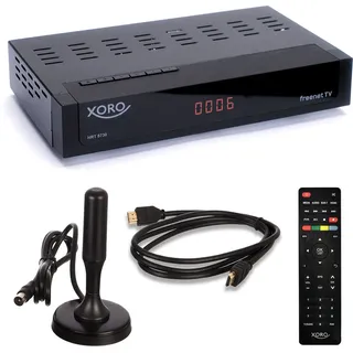 XORO HRT 8730 DVB-T2 HD Receiver mit Antenne HAN 100 und HDMI-Kabel - inklusive 6 Monate freenet TV