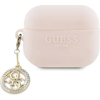 GUESS GUAP23DSLGHDP AirPods Pro 2 Hülle rosa/rosa 3D Gummi 4G Diamant Charm - Rosa