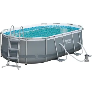 BESTWAY Power Steel Frame Pool oval Set 427 x 250 x 100 cm inkl. Filterpumpe (3-tlg.)