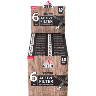 Gizeh Brown Active Slim Filter 6mm - mit Kokoskohle 20 Boxen a 10 Filter